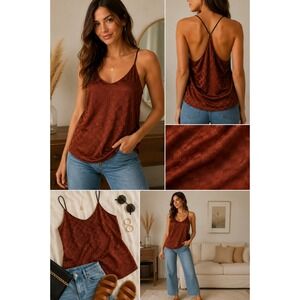 Victoria's Secret Camisole Womens Medium Rust Brown Checkerboard Jacquard Satin